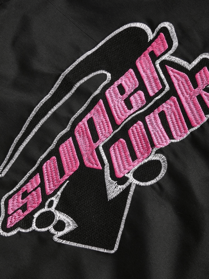 Vintage Embroidered Button-Down Motorcycle Varsity Jacket - AnotherChill