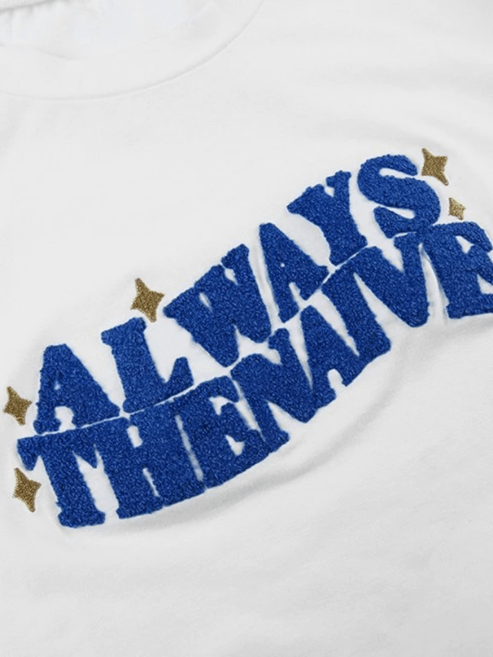 Vintage Embroidered Lettering Short Sleeve Crop Top - AnotherChill