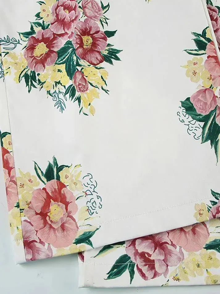 Vintage Floral Print Drawstring Low-Rise Pants - AnotherChill