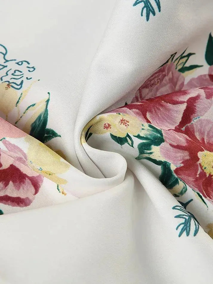 Vintage Floral Print Drawstring Low-Rise Pants - AnotherChill