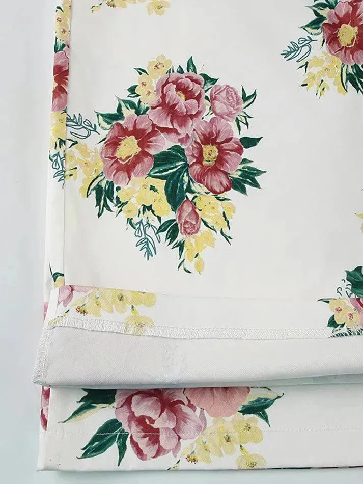 Vintage Floral Print Drawstring Low-Rise Pants - AnotherChill