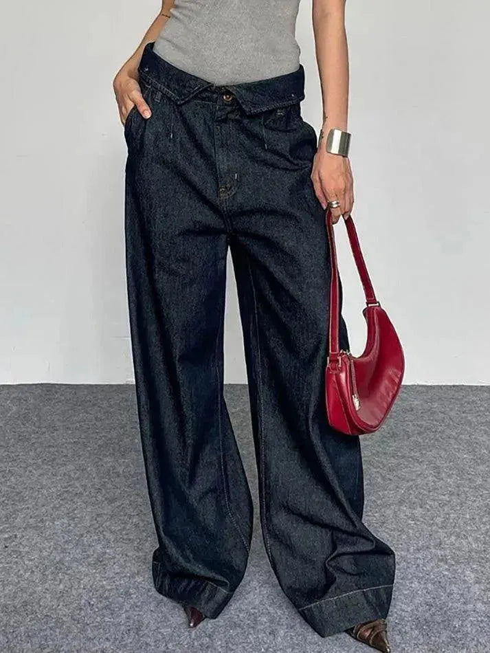 Vintage Foldover Straight-Leg Cargo Jeans - AnotherChill