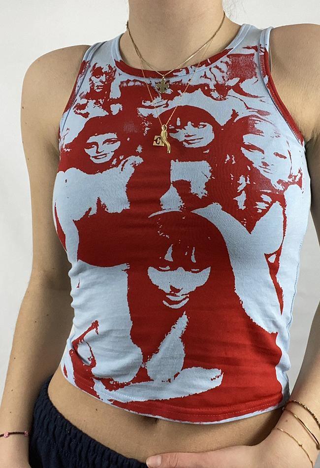 Vintage Girl Graphic Crop Tank Top - AnotherChill