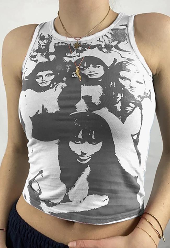 Vintage Girl Graphic Crop Tank Top - AnotherChill