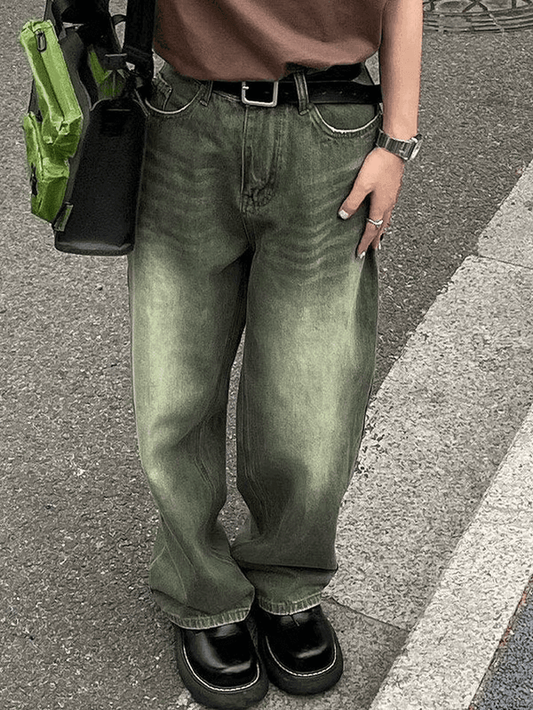 Vintage Green Wash Boyfriend Jeans - AnotherChill