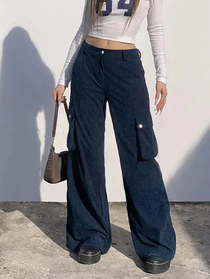 Vintage High Waisted Corduroy Cargo Pants - AnotherChill