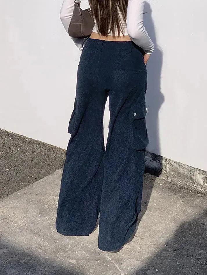 Vintage High Waisted Corduroy Cargo Pants - AnotherChill