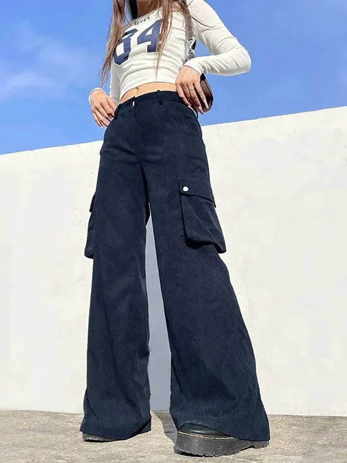 Vintage High Waisted Corduroy Cargo Pants - AnotherChill
