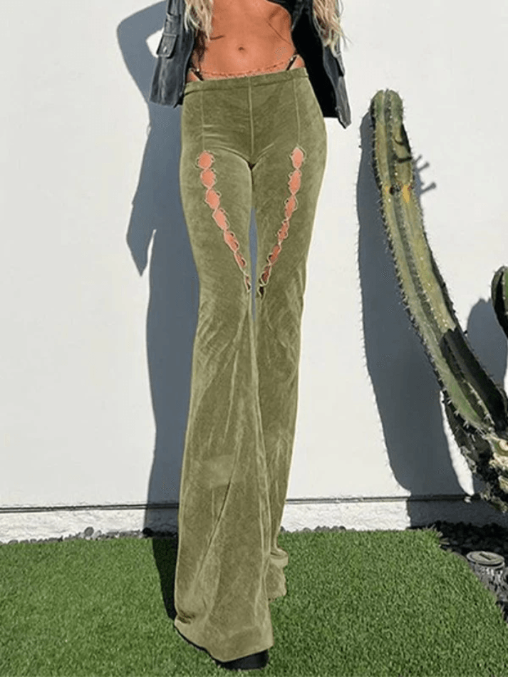 Vintage Hollow Flare Leg Pants - AnotherChill