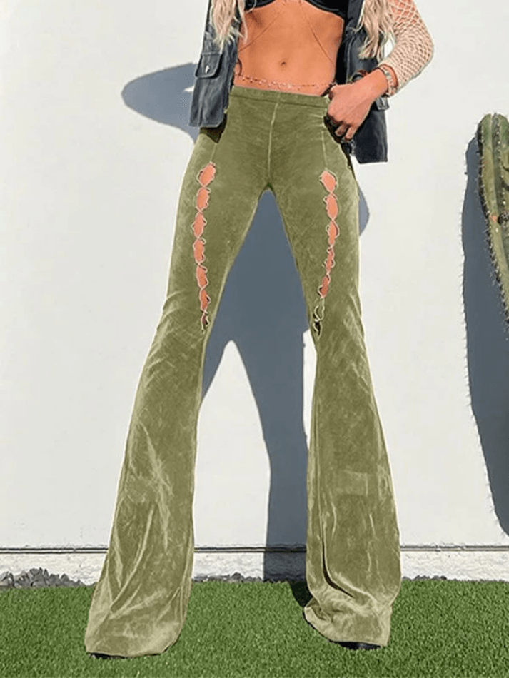 Vintage Hollow Flare Leg Pants - AnotherChill