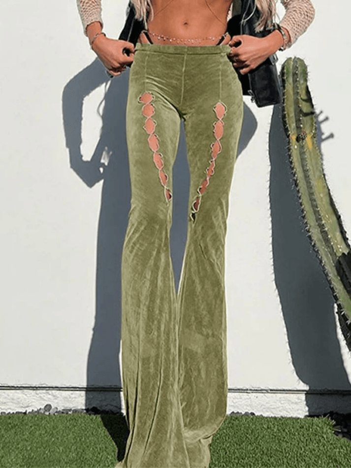 Vintage Hollow Flare Leg Pants - AnotherChill