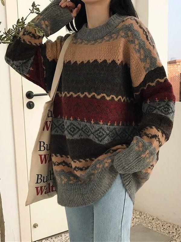 Vintage Jacquard Knit Sweater - AnotherChill