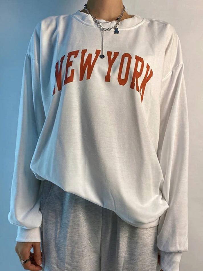Vintage Letter Print Sweatshirt - AnotherChill