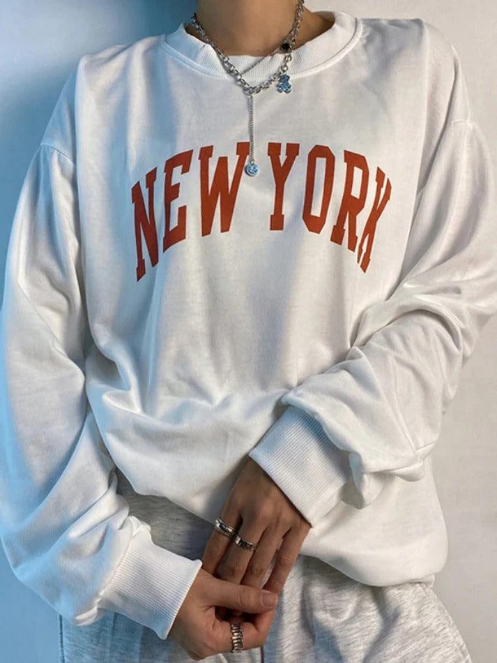 Vintage Letter Print Sweatshirt - AnotherChill