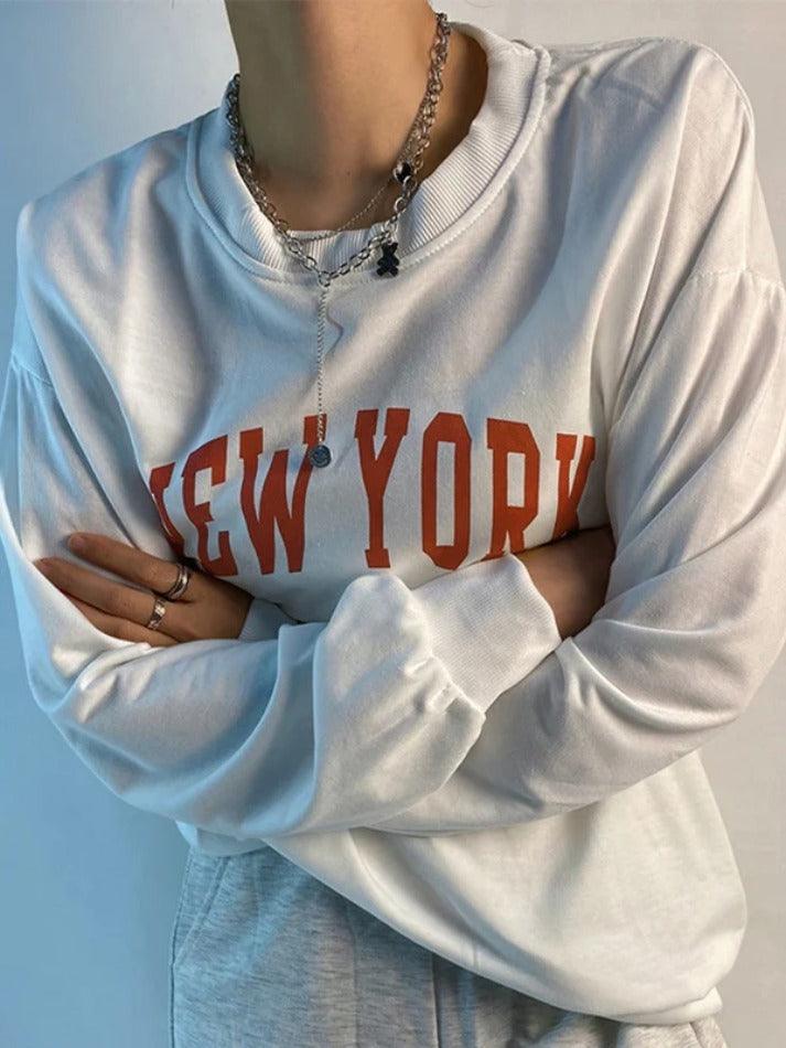 Vintage Letter Print Sweatshirt - AnotherChill