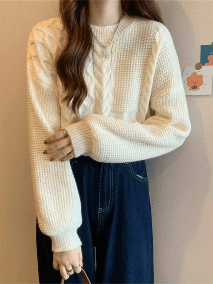 Vintage Long Sleeve Cable Knit Sweater - AnotherChill