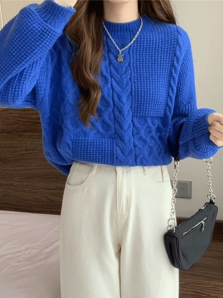Vintage Long Sleeve Cable Knit Sweater - AnotherChill