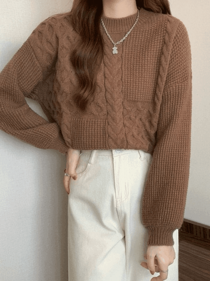 Vintage Long Sleeve Cable Knit Sweater - AnotherChill