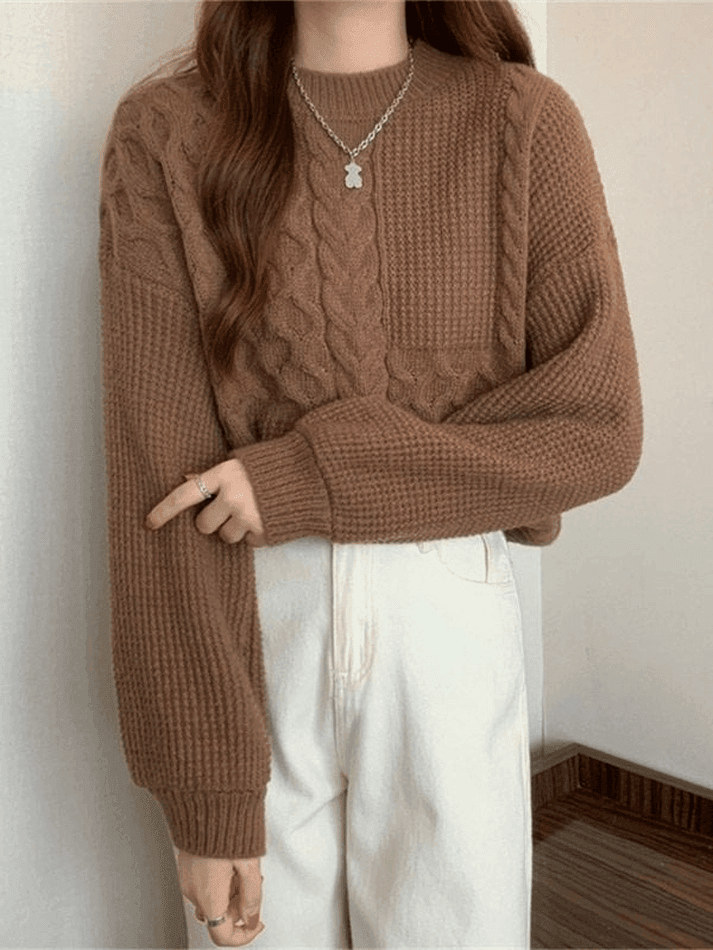 Vintage Long Sleeve Cable Knit Sweater - AnotherChill
