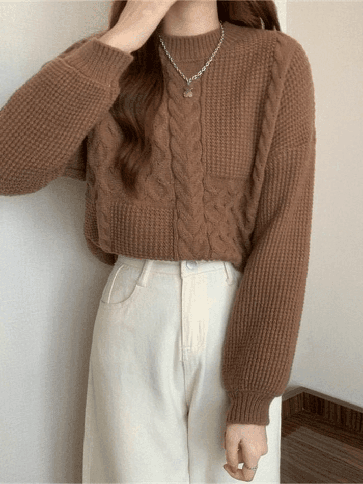 Vintage Long Sleeve Cable Knit Sweater - AnotherChill