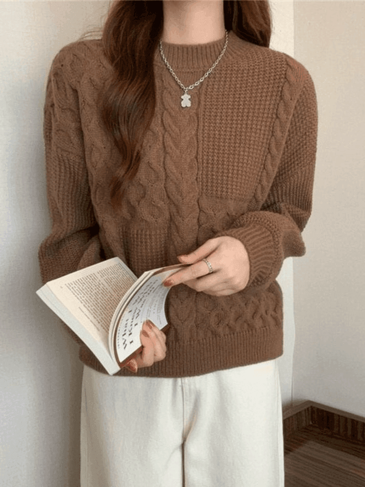 Vintage Long Sleeve Cable Knit Sweater - AnotherChill