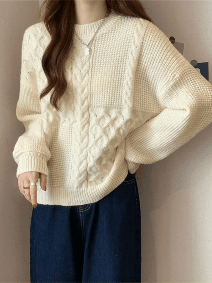 Vintage Long Sleeve Cable Knit Sweater - AnotherChill