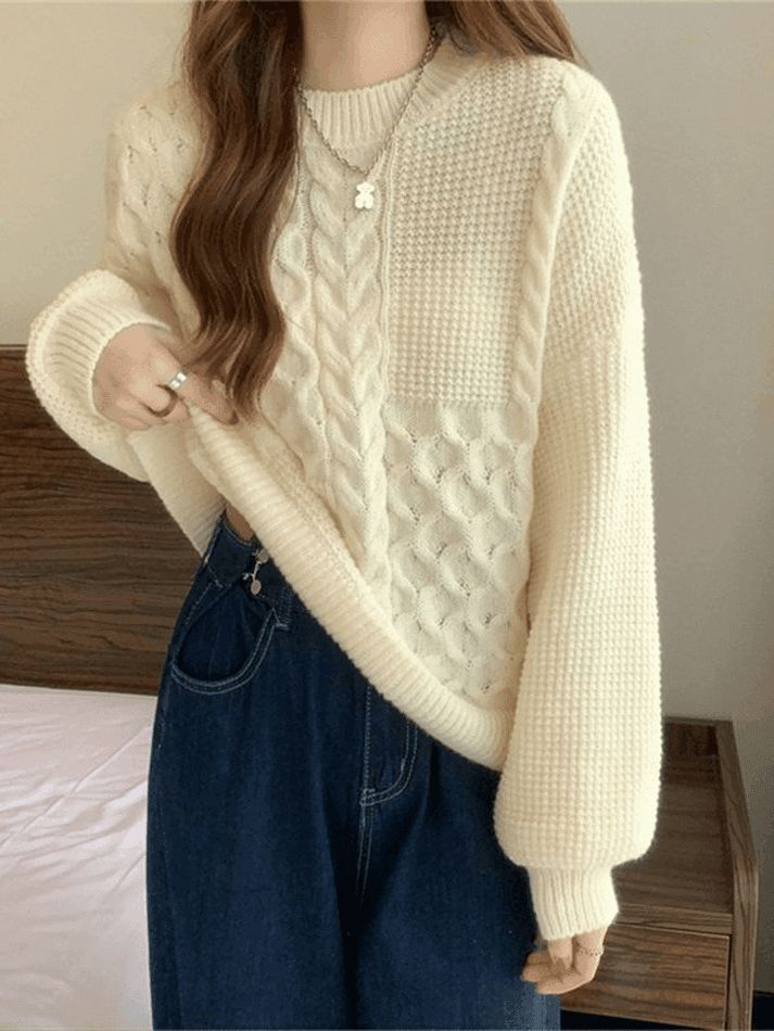 Vintage Long Sleeve Cable Knit Sweater - AnotherChill