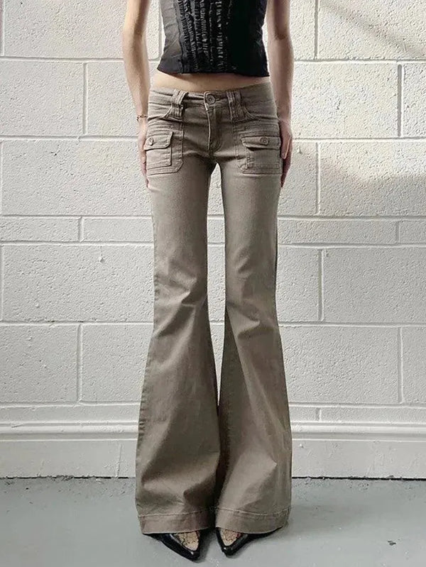 Vintage Low-Rise Pocket Flared Jeans - AnotherChill