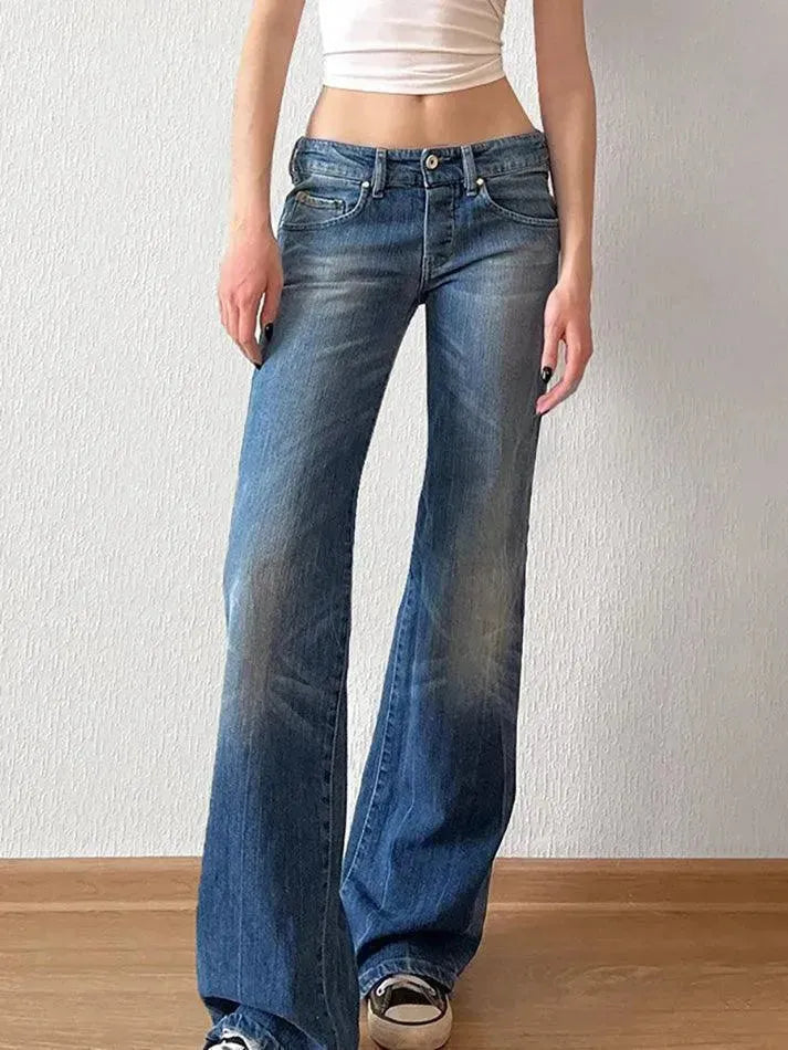 Vintage Low Rise Washed Wide Leg Jeans - AnotherChill