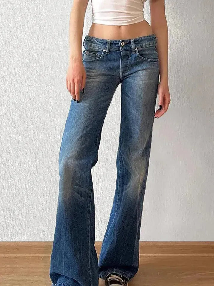 Vintage Low Rise Washed Wide Leg Jeans - AnotherChill