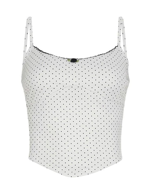 Vintage Polka Dot Floral Irregular Cami Top - AnotherChill