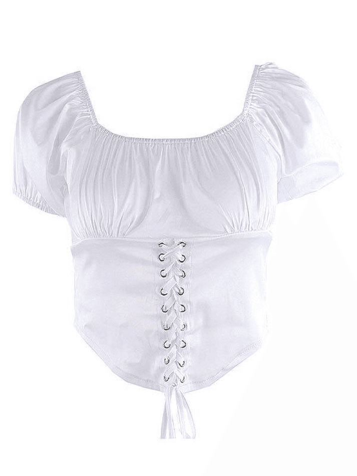 Vintage Puff Sleeve Corset Top - AnotherChill