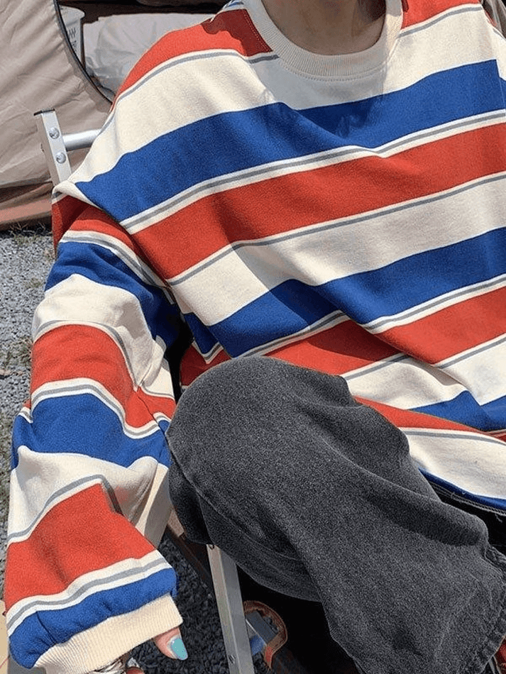 Vintage Striped Pullover Sweatshirt AnotherChill