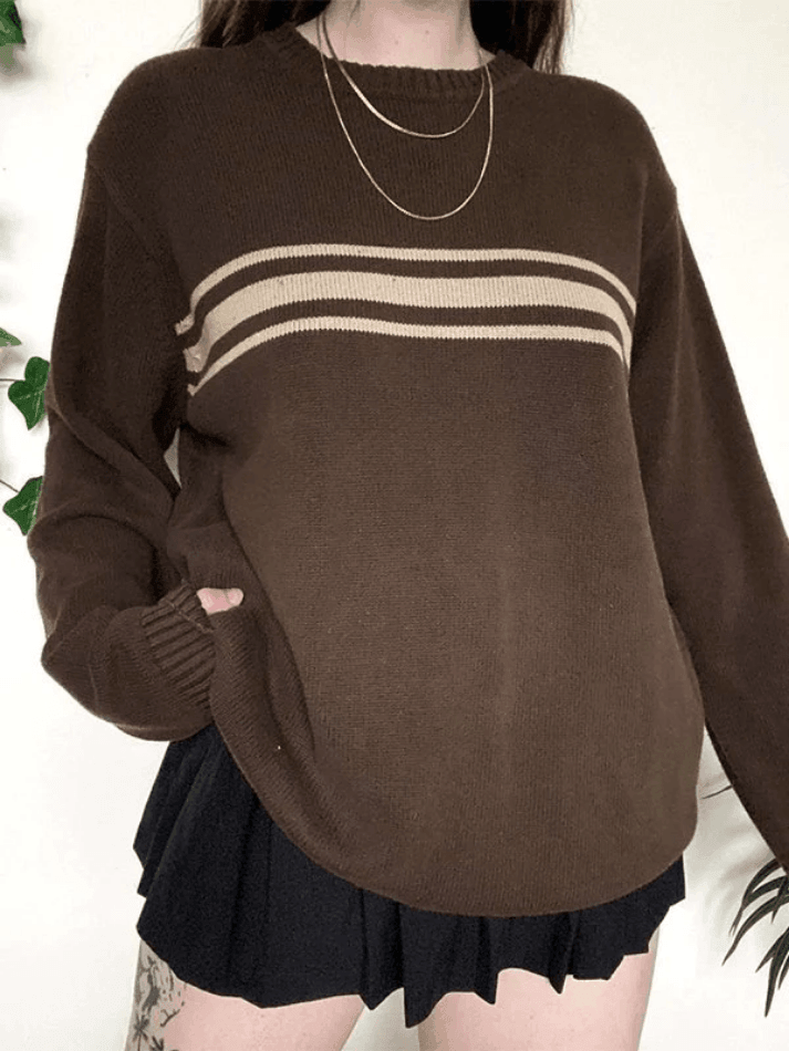 Vintage Three Striped Pullover Sweater - AnotherChill