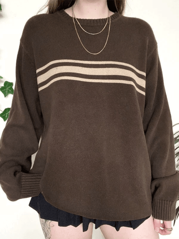 Vintage Three Striped Pullover Sweater - AnotherChill