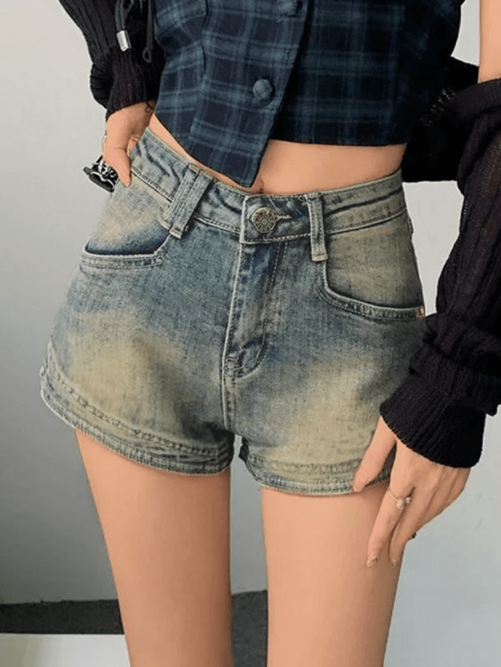 Vintage Wash Blue Hot Shorts - AnotherChill