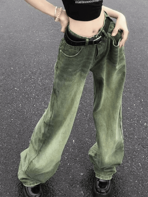 Vintage Wash Green 90s Boyfriend Jeans - AnotherChill