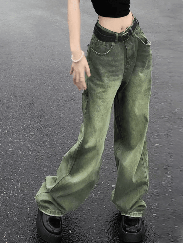 Vintage Wash Green 90s Boyfriend Jeans - AnotherChill