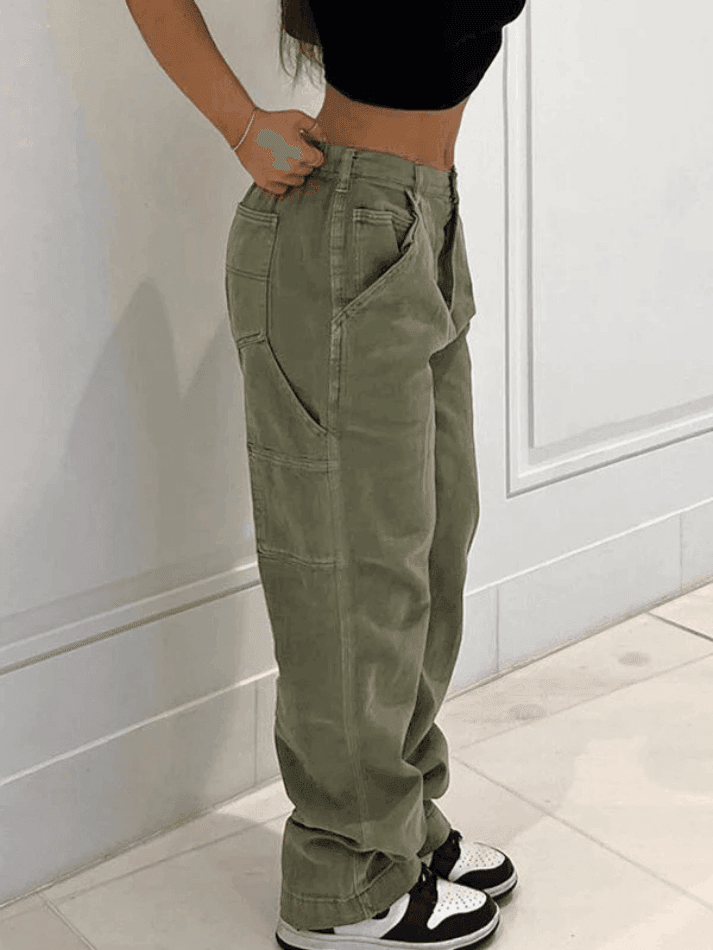 Vintage Wash Green Cargo Jeans - AnotherChill