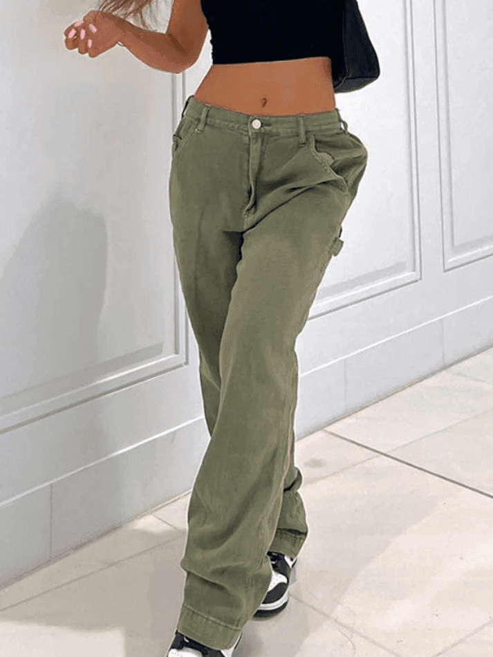 Vintage Wash Green Cargo Jeans - AnotherChill