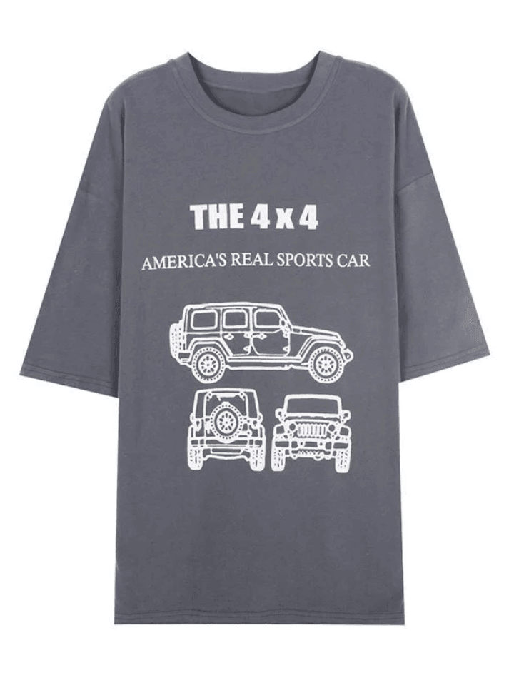 Vintage Washed Car Graphic Oversized Tee - AnotherChill