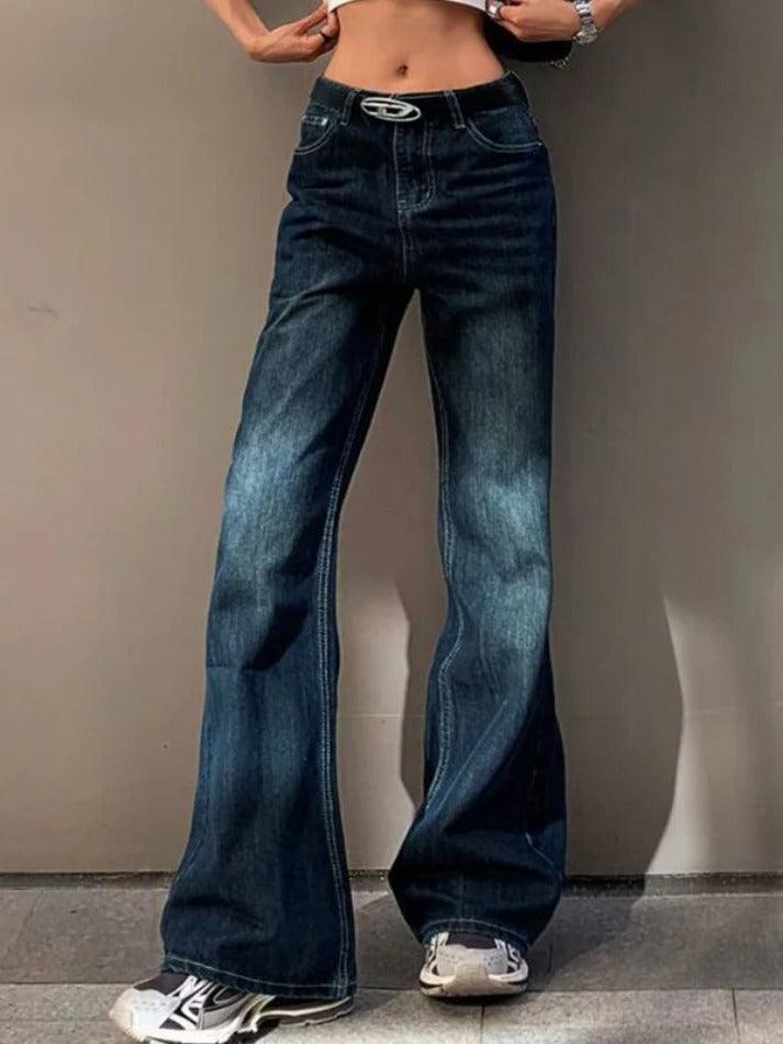 Vintage Washed Distressed Flare Jeans - AnotherChill