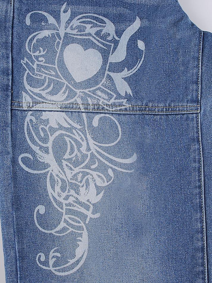 Vintage Washed Heart Print Jeans AnotherChill