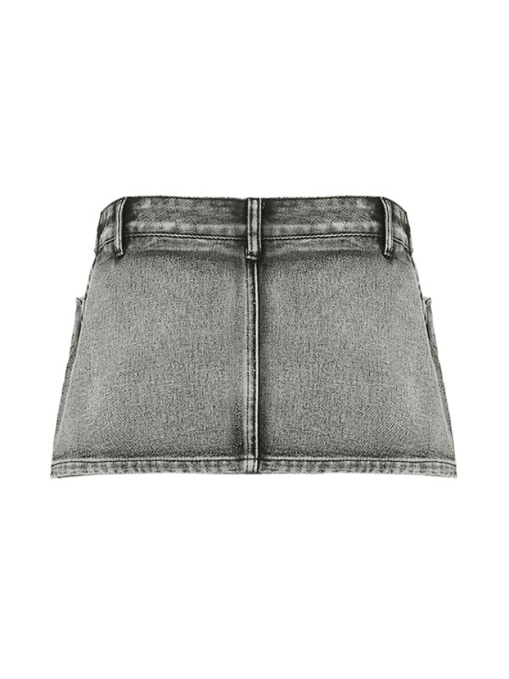 Washed Pocket Patchwork Low Waist Mini Skirt - AnotherChill