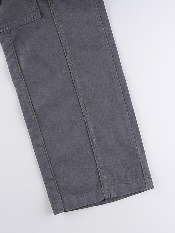 Washed Pocket Solid Cargo Pants - AnotherChill