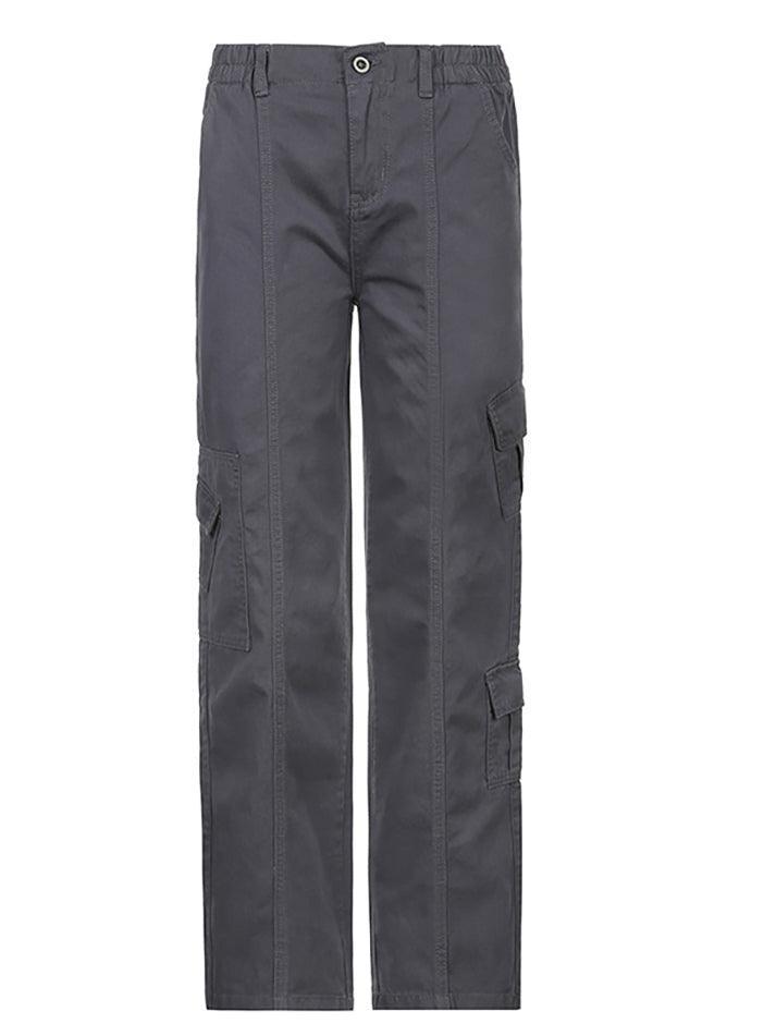 Washed Pocket Solid Cargo Pants - AnotherChill