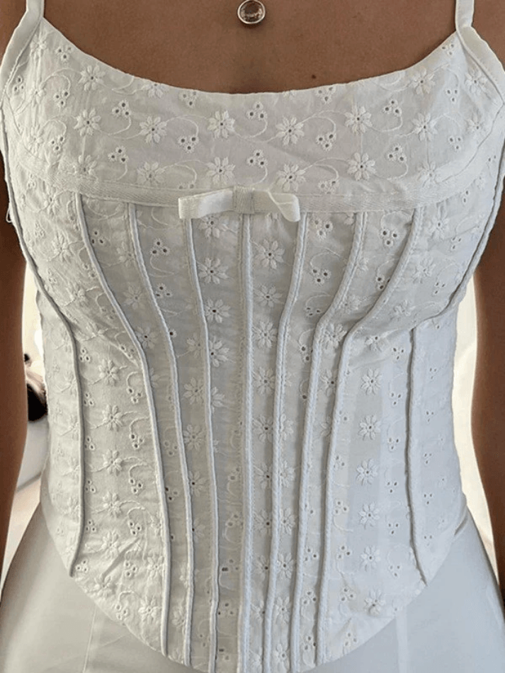 White Broderie Lace Corset Top - AnotherChill