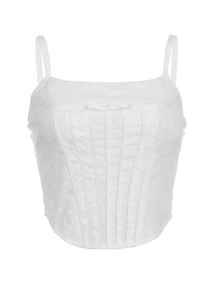 White Broderie Lace Corset Top - AnotherChill