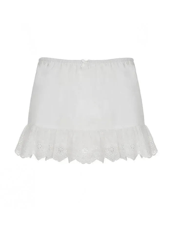 White Lace Hollow Mini Skirt - AnotherChill