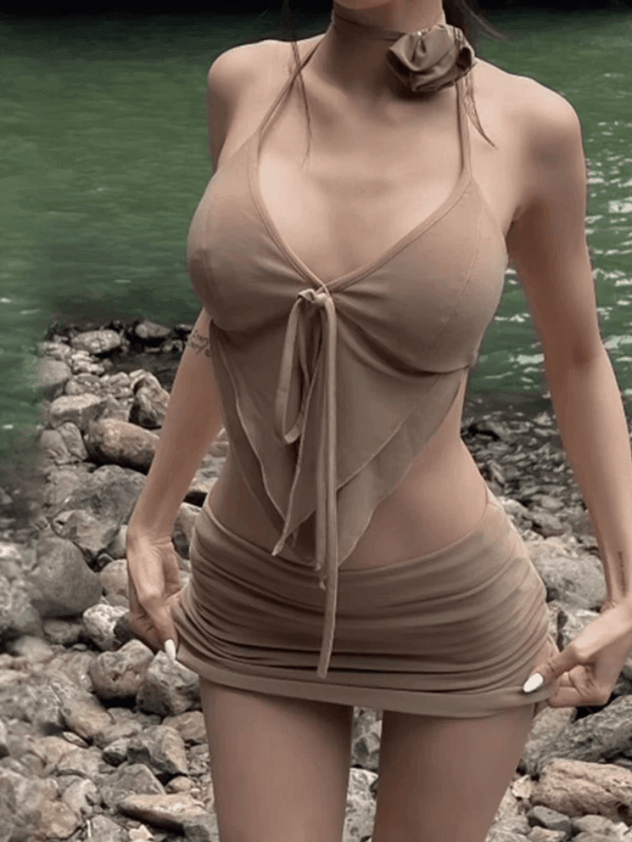 White Lace Up Cami Top & Skirt Set - AnotherChill